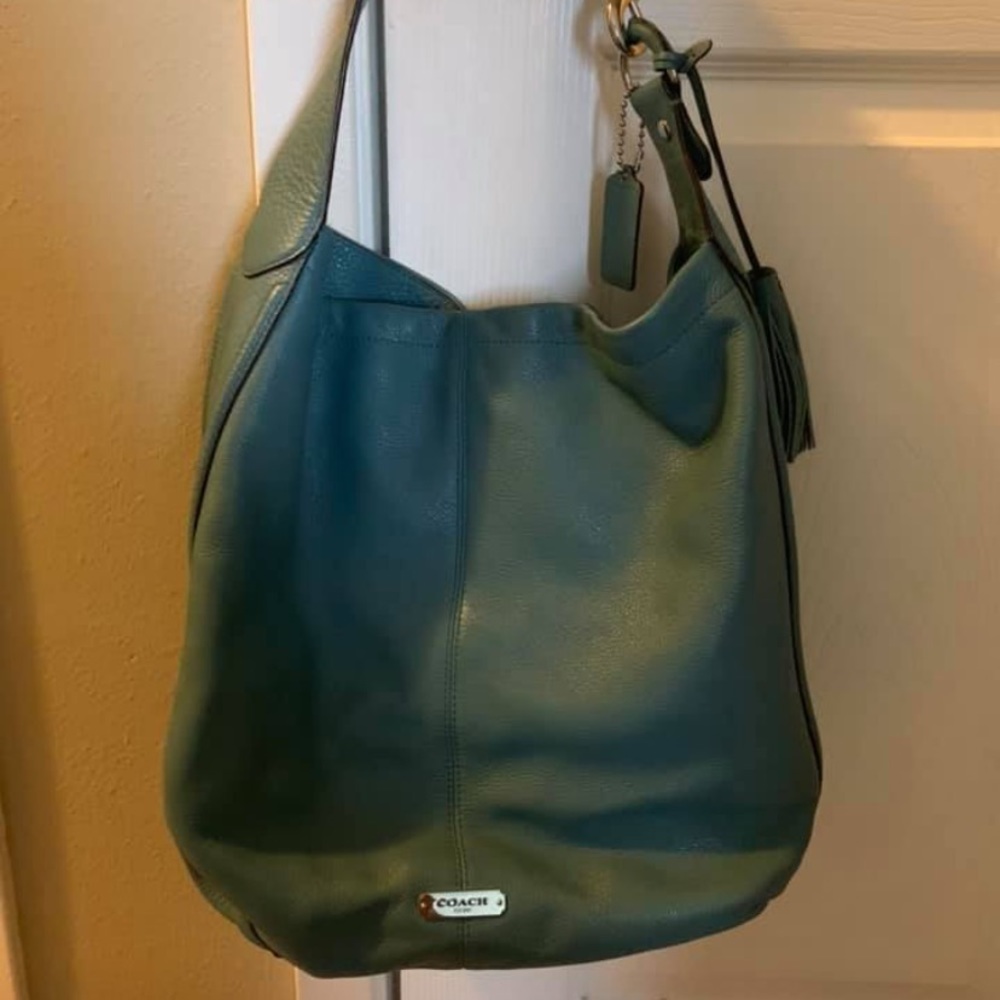 Coach light aqua small to medium size bag